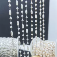 DIY аксессуары 3 мм жемчужная Интервальная комбинация цепочка ручной работы золото и серебро сохраняющее цвет Гальваническое ожерелье антикварная шпилька материал кисточки