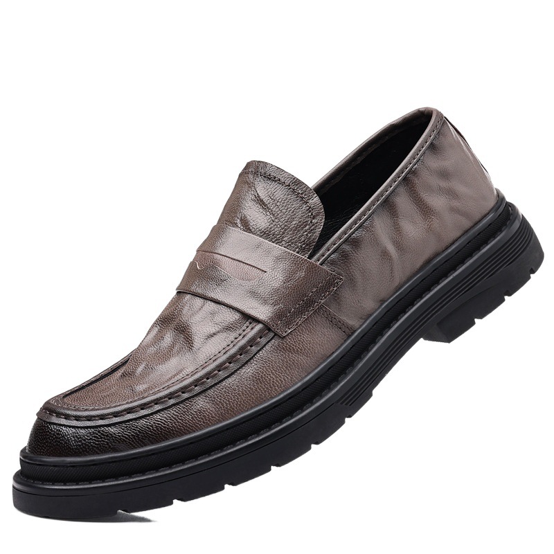 Primavera primera capa de piel de oveja de los hombres de negocios casual zapatos de cuero grande del dedo del pie ropa formal de cuero genuino estilo británico zapatos de los hombres zapatos individuales suaves