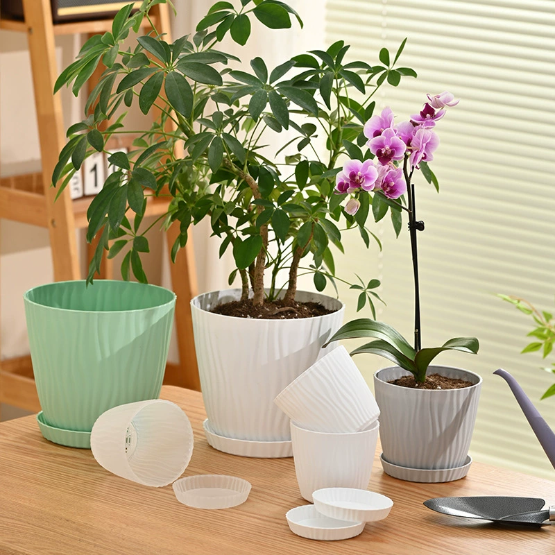 Горшок с волнами Гофрированный горшок Многоцветный многоцветный пластиковый цветочный горшок Горшок с высокой талией Матовая поверхность мясистый цветочный горшок Зеленый цветочный горшок для посадки