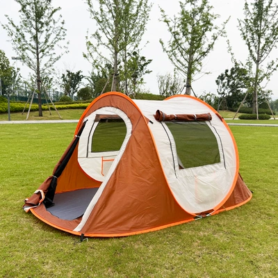 Avtomobil dam çadırları – for camping - 3-4-person-brown-side-door-model-standard-tent-equipment