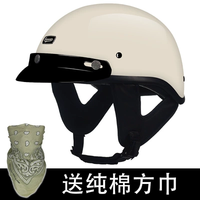 One-piece delivery 3C certified retro japanese summer sun protection men's and women's electric motorcycle lightweight cruise half helmet (Motosiklet kaskı (dəbilqə)) - beige-face-towel-m