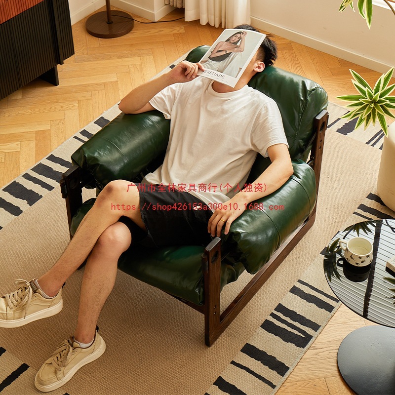 Sofa Chair, Small Sofa, Light Luxury, High-End, Second-Hand Furniture, Leisure Chair, Living Room, Solid Wood Internet Celebrity Chair Design