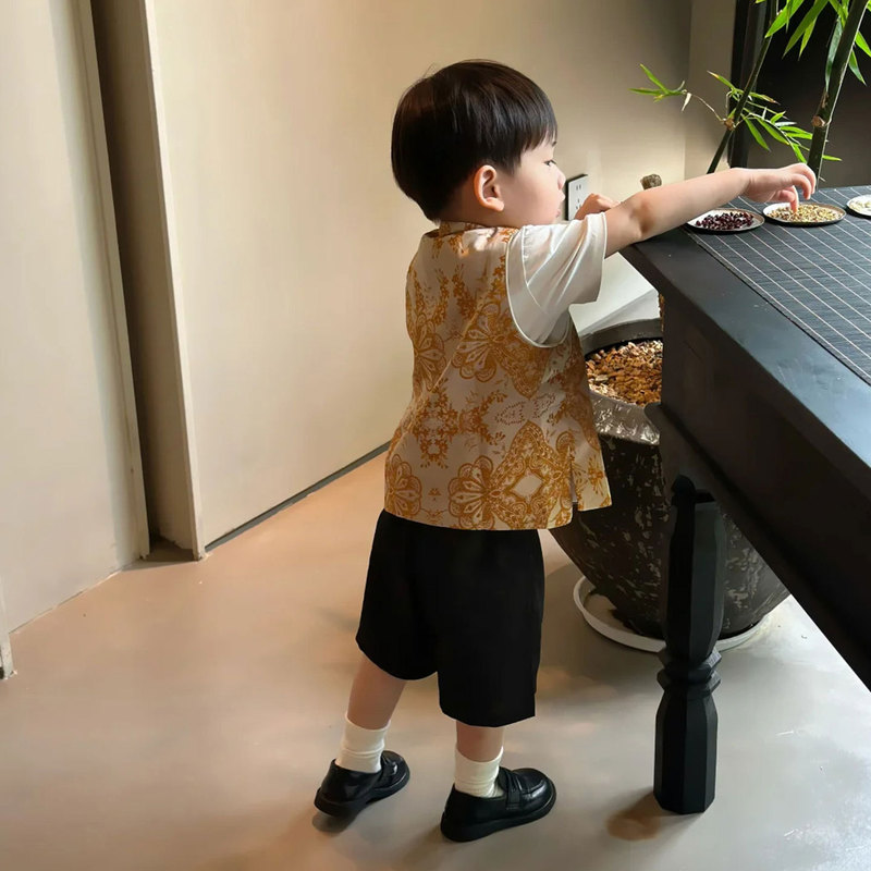 男童新中式汉服儿童夏装2025新款薄款中国风外穿马甲女宝高端衣服|undefined
