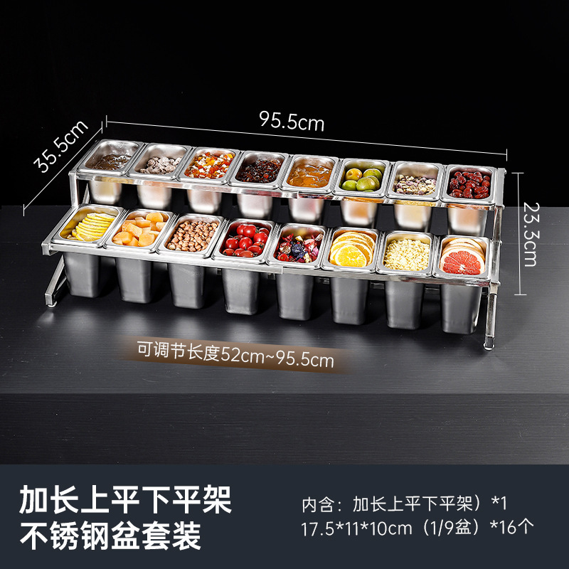 Acero inoxidable porciones de bandeja superior plana plana inferior alargada gruesa multi-especificación hot pot asado condimento comercial conjunto de bandeja