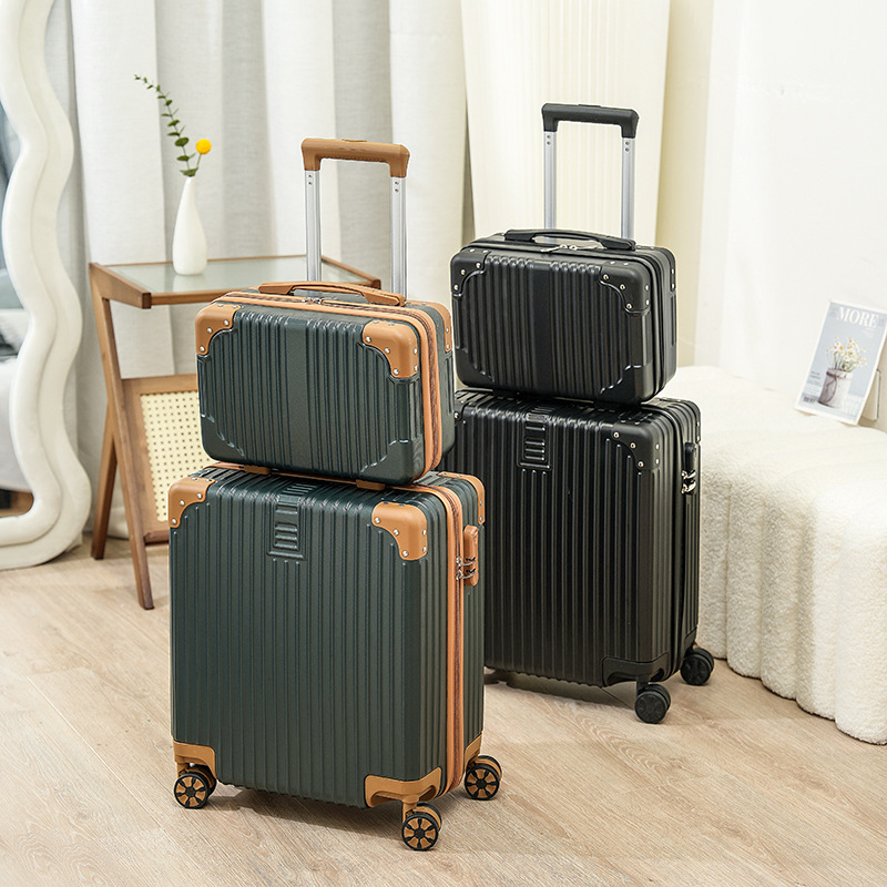 Maleta retro, maleta trolley de 18 pulgadas, maleta femenina, maleta de 20 pulgadas, rueda universal, contraseña de embarque para estudiantes, maleta de cuero