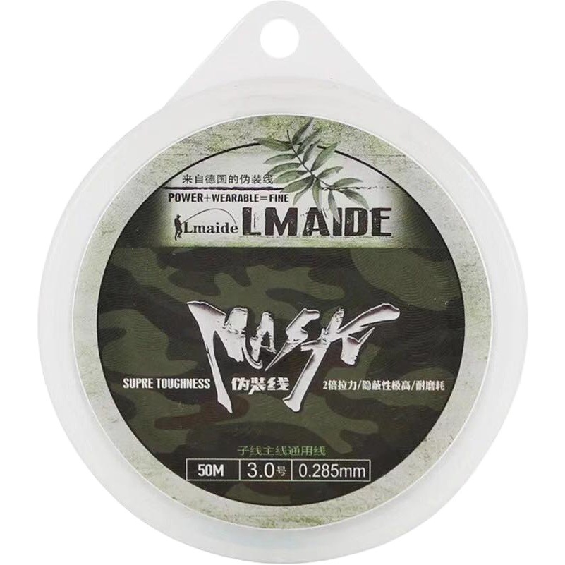 Lemade 50 m camuflaje línea de camuflaje invisible línea de pesca manchada línea principal línea de nylon mesa de línea de pesca suministros
