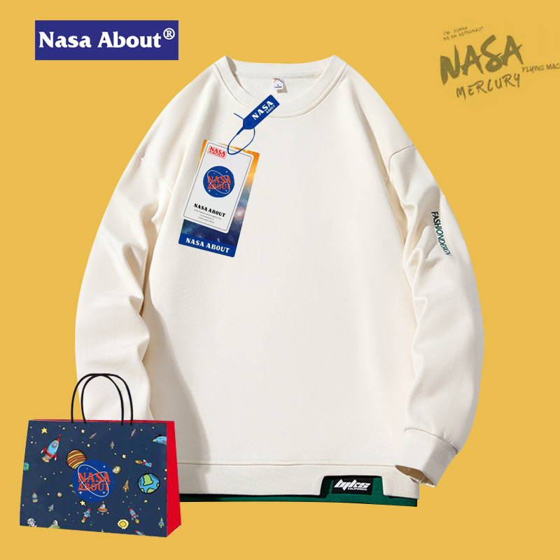 NASA Joint Spring and Autumn Sweatshirt Men's Trendy Brand Plus Size Plus Size Loose Trendy Long Sleeve Loose Fashion Sweatshirt