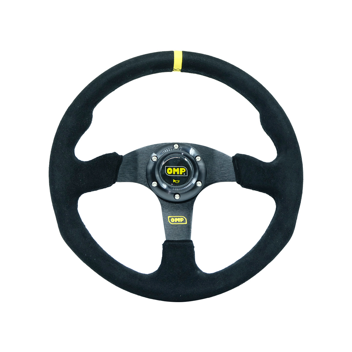 Qìchē 14 inch OMP Modified Quick Release Steering Wheel Suede Racing Wheel (Steering wheel) - suede-yellow-ring