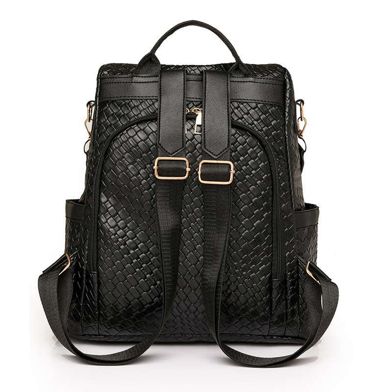 Comercio exterior al por mayor 2024 nuevas señoras casuales mochila antirrobo moda borla tejida mochila de viaje de doble uso marea