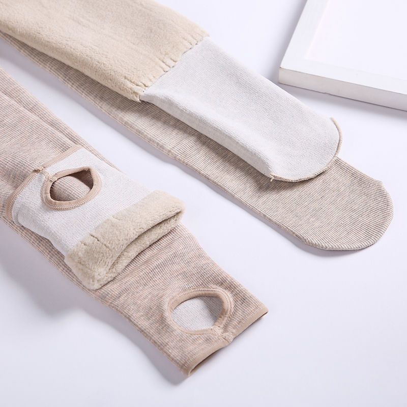 가을과 겨울 여성 레깅스 플러스 벨벳 두꺼운 코튼 하이웨이스트 대형 사이즈 아우터웨어 세로 줄무늬 실 레깅스 봄과 가을