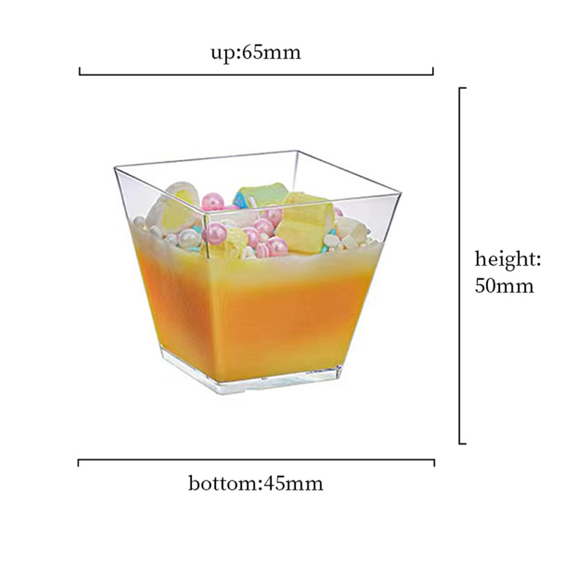 Taza cuadrada puntual Taza redonda Una variedad de tazas de postre Taza de pudín Taza de mousse Plato Cuchara de plástico desechable Amazon