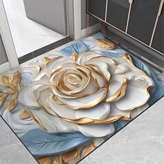 3D花卉硅藻泥地垫浴室防滑吸水脚垫卫生间速干垫厕所门口吸水脚垫