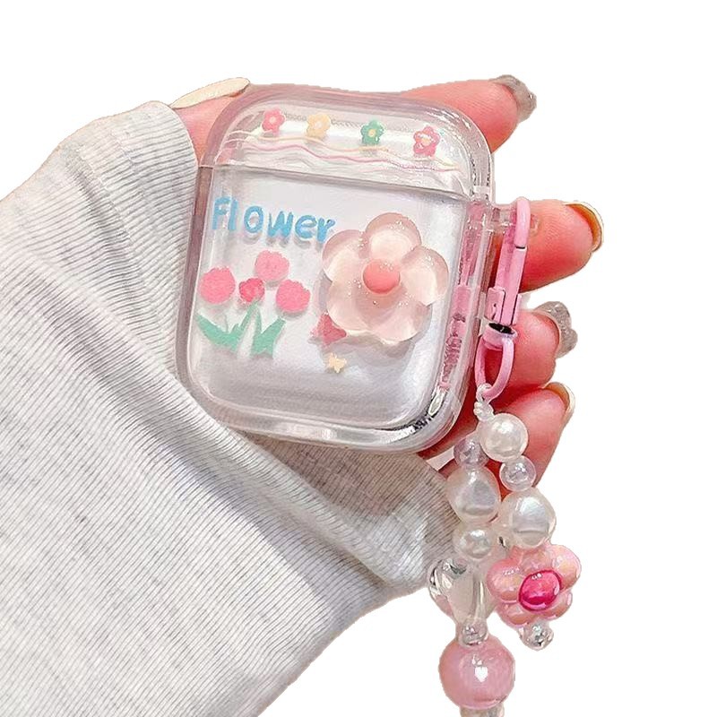 Pequeña funda de auriculares de flores frescas para Apple Airpods 4 funda de protección Airpodspro3 funda de auriculares image 5