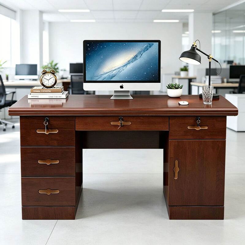 Home Office Desk with Lock, Simple Desktop Computer Desk, Work Desk with Drawers, Study Desk, Office Desk, Staff Workstation Home Office Desk with Lock, Simple Desktop Computer Desk, Work Desk with Drawers, Study Desk, Office Desk, Staff Workstation