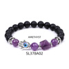 Crystal with amethyst, pyramid, bracelet, 10mm, suitable for import