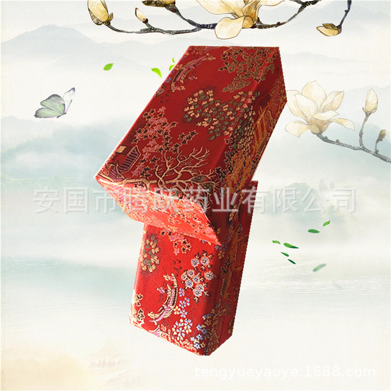 Red Brocade Hexagonal Gift Box Empty Jewelry Packaging Box quality and texture