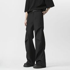 アメリカの微ラッパのしわのカジュアルな黒色のズボンの男性のファッションのブランドの新型のゆったりしているストレートな筒は地面のcleanfitの長いズボンを引きずります。