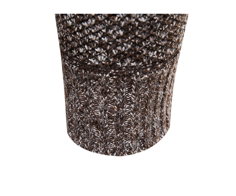 Knitted Sweater Solid Color Pullover Men Casual Quality Half High Collar Zip 100% Cotton Winter Male Fleece Sweaters_voghion.com