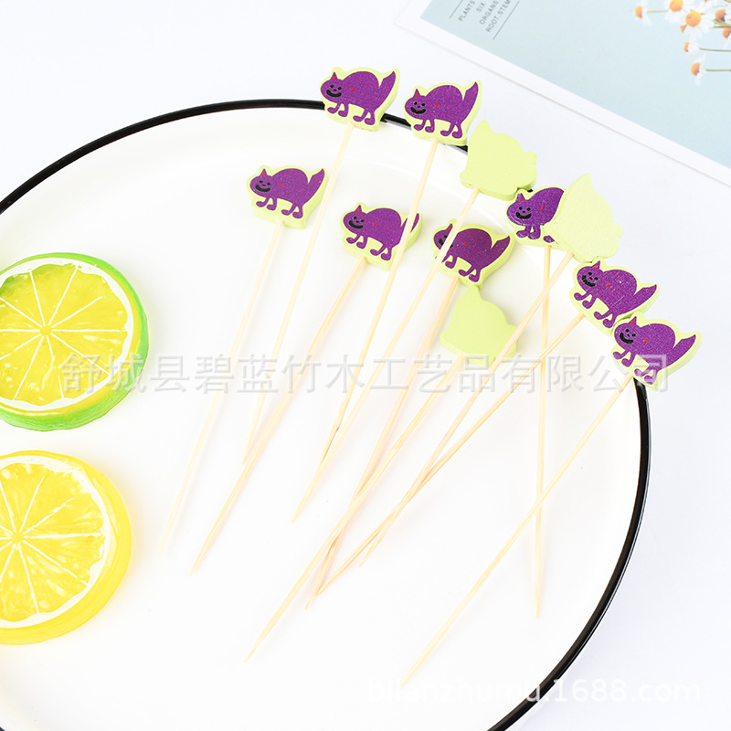 Animal creativo horquilla de fruta decorativa horquilla de fruta bandeja de bambú desechable horquilla de moda horquilla de vino suministro de fábrica