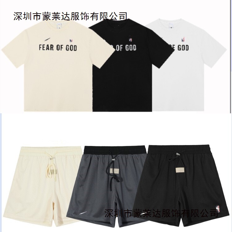 Factory Wholesale Fog Three-Party Collaboration Short-Sleeve Shorts Casual Sports Set for Men and Women, Black Short-Sleeve, In-Stock Cotton Factory Wholesale Fog Three-Party Collaboration Short-Sleeve Shorts Casual Sports Set for Men and Women, Black Short-Sleeve, In-Stock Cotton