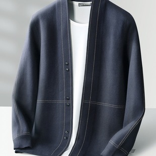 23 new wool light-cooked men's coat cardigan business casual all-match wool thickened knitted fashion top