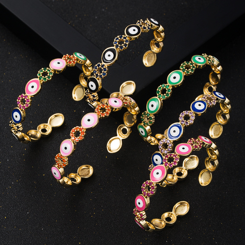 fashion new copper gold-plated dripping oil devilu0027s eye open bracelet