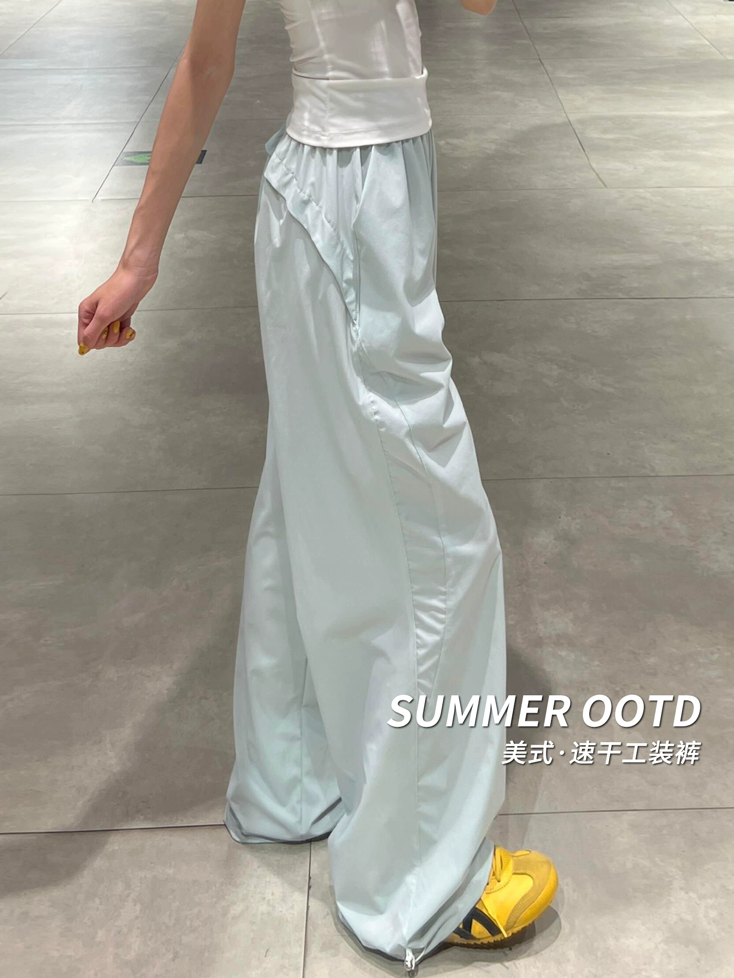 Миниатюрные женские синие быстросохнущие летние тонкие брюки-карго 2025, новые свободные прямые повседневные широкие спортивные штаны