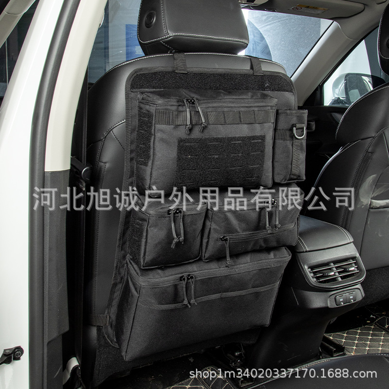Diseño de almacenamiento de múltiples compartimentos de bolsas de almacenamiento en el asiento trasero de vehículos tácticos pesados cremallera de nylon cerrada para SUV