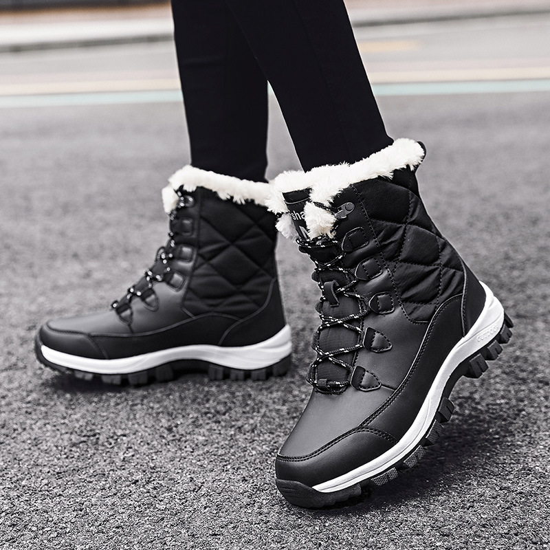2026 nuevas botas de nieve de invierno transfronterizas pareja caliente medio de pelusa gruesa zapatos de algodón de esquí al aire libre noreste