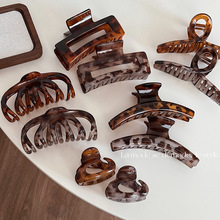 韩系高级感复古豹纹大号抓夹女后脑勺发夹2024新款鲨鱼夹百搭发饰