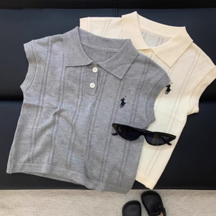 Summer Kidsren's Tops Old Money Style Polo Shirts Short-Sleeved Cut Out Lyocell Embroider Breathable Kidsren's Clothing for Boys and Girls
