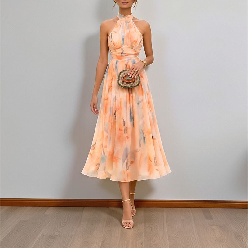 2026 Cross-Border European and American Summer New Women's Dress French-Style Dopamine-Colored Beach Vacation Dress