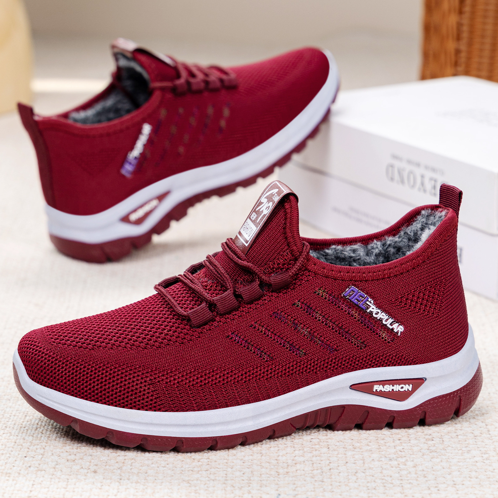 Zapatos de algodón de mujer invierno transfronterizo TEMU zapatos de lana de tamaño grande color sólido versátil zapatos para caminar zapatos de mujer gruesos al por mayor