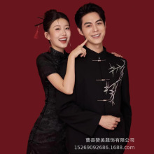 新款海马体写真照新中式复古订婚旗袍个人室内情侣写真摄影艺术照