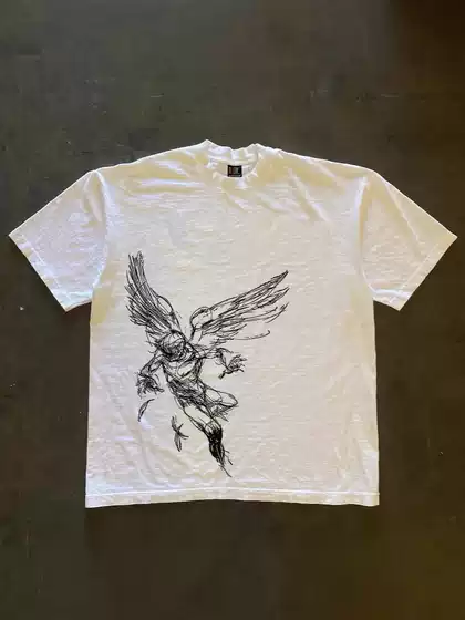 250 grams of heavy cotton! Academy Style vintage Vintage Men's and Women's Sports Short Sleeve T-Shirt Cartoon Wings Print