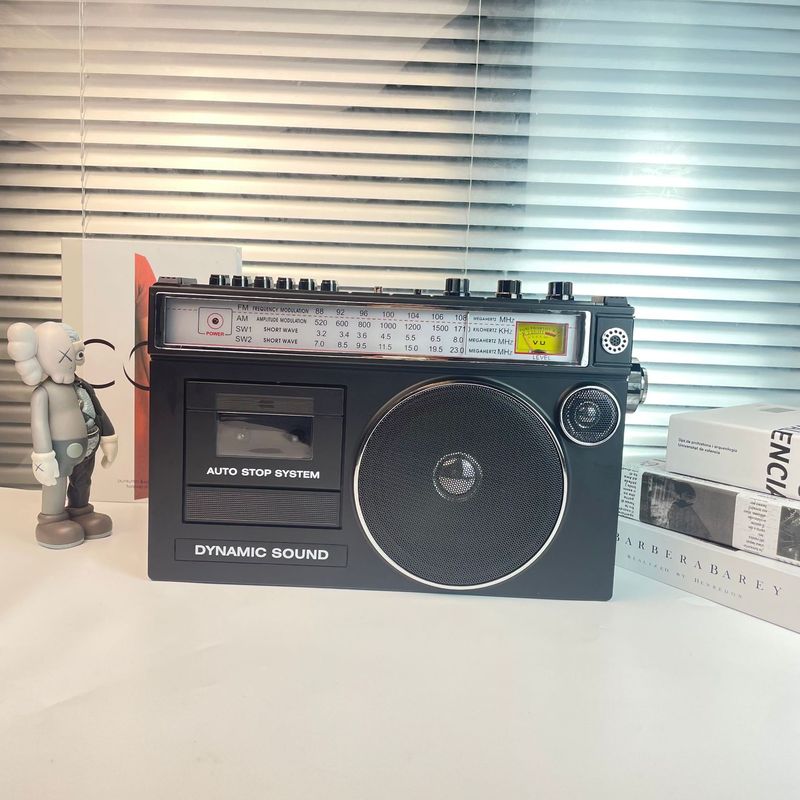 充電式レトロ磁気テープレコーダーカセットラジオfm中波短波bluetoothスピーカーカード|undefined