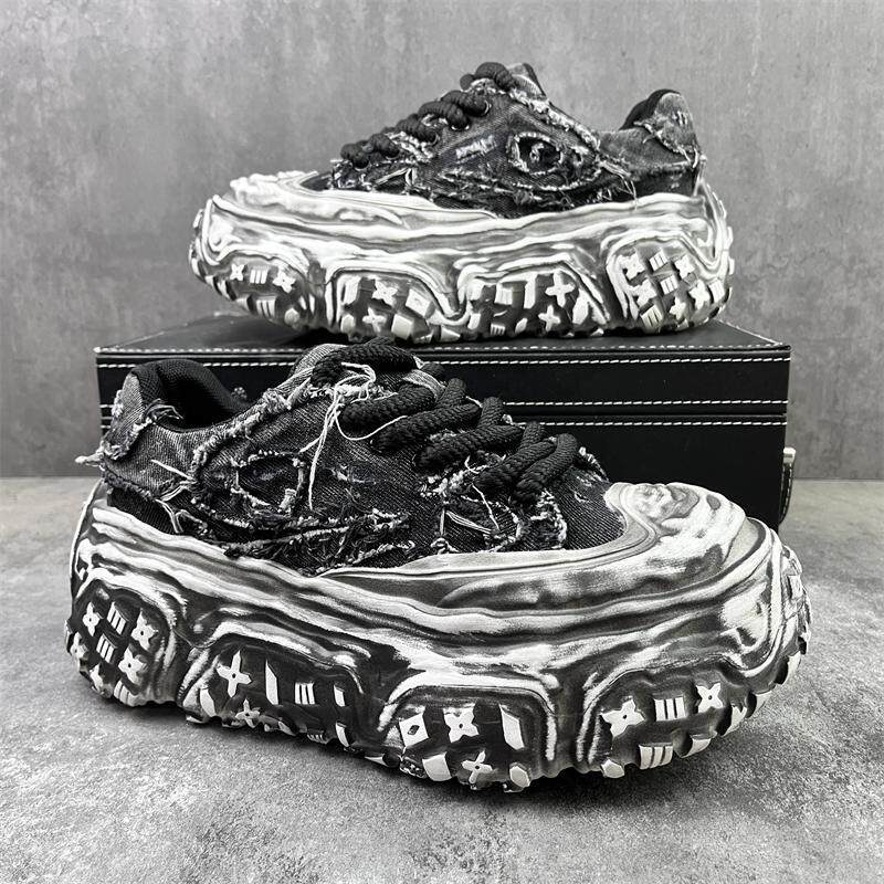 2025 Autumn New Fashion Versatile Trendy Simple Color-Blocking Casual Sneakers for Teenagers with Thick Soles and White Design