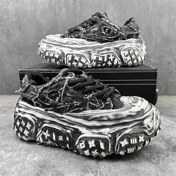 2025 Autumn New Fashion Versatile Trendy Simple Color-Blocking Casual Sneakers for Teenagers with Thick Soles and White Design