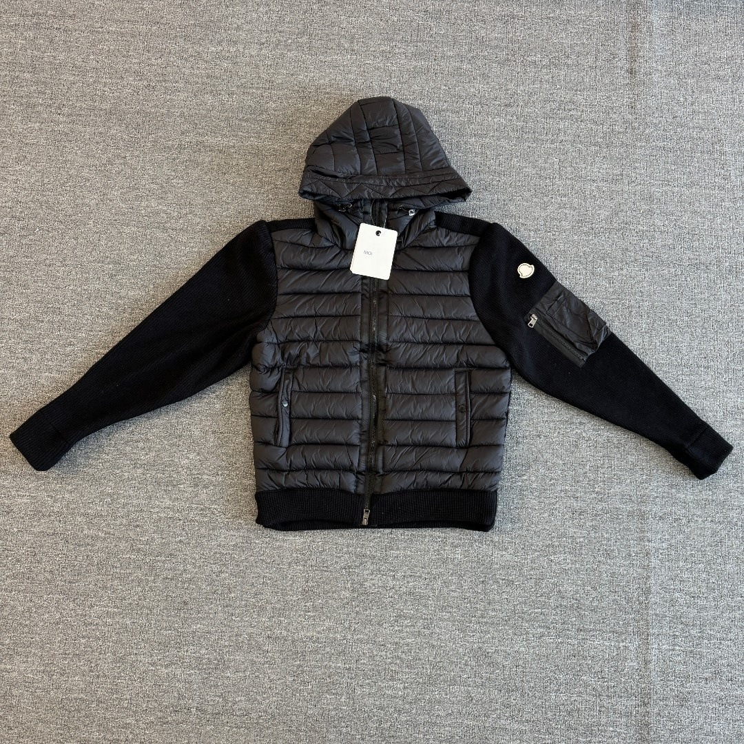 Moncler Knit Sleeve Puffer Jacket Black
