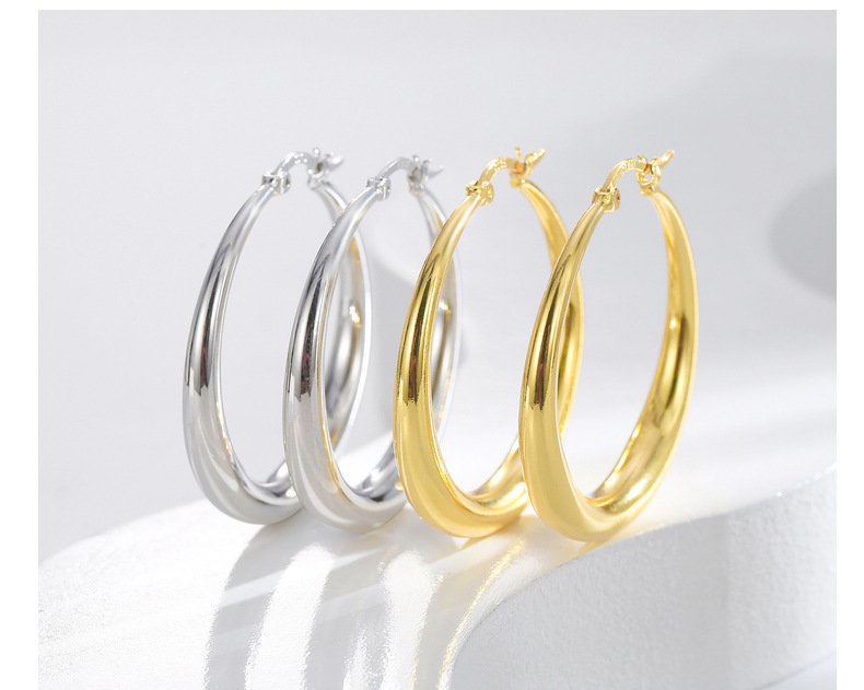 1 Paire Mode Cercle Le Cuivre Placage Boucles D'oreilles Cerceau display picture 1