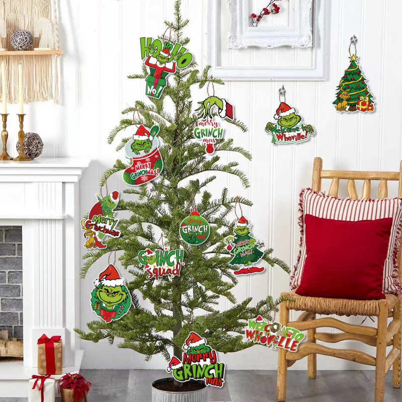 クリスマス グリンチ 木製ペンダント CEWEWP グリンチ クリスマス グリーン モンスター パーティー デコレーション グリーン ペンダント|undefined