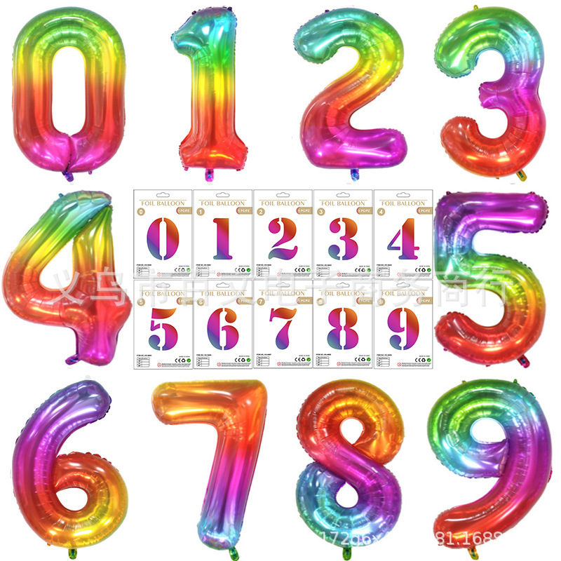 Suministros de fiesta transfronterizos accesorios de foto de cumpleaños globo embalaje de tarjeta de papel independiente globo de película de aluminio digital grande de 40 pulgadas image 15