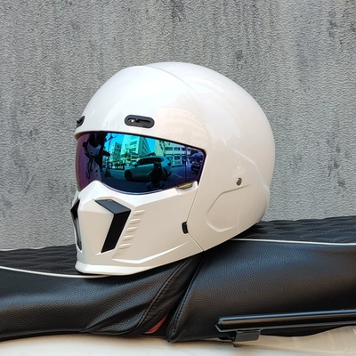 Motosiklet dəbilqələri – 3C Certified Motorcycle Retro Helmet for - m-pearl-white-color-plated