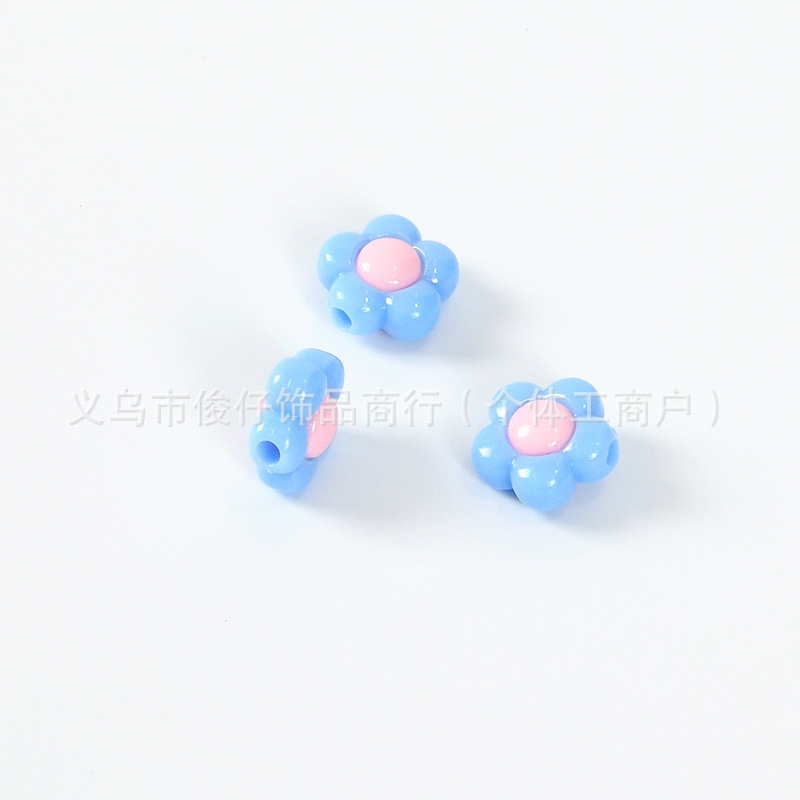可爱卡通实色混款双色五瓣花配件DIY韩版手机链亚克力串珠饰品|undefined