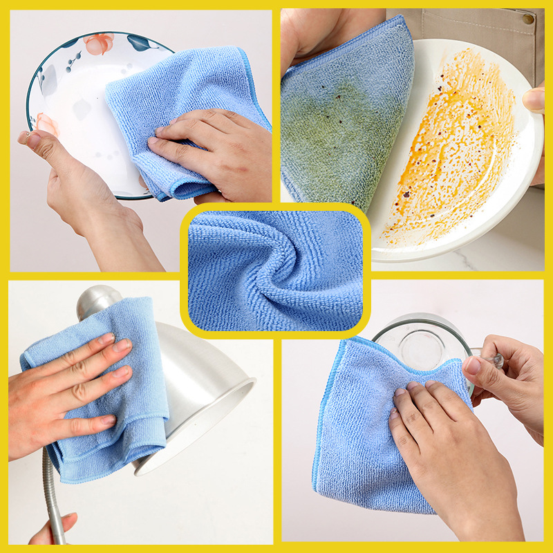 Toalla de limpieza transfronteriza, paño absorbente grueso tejido por urdimbre, no es fácil de perder el cabello, toalla de limpieza del hogar de microfibra de cocina