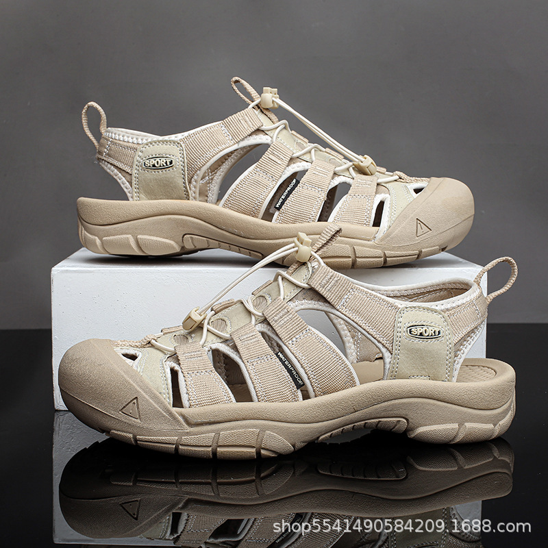 Cross-Border Popular Large Size Long-Term Stock Handmade Stitching Hollow Toe Casual Beach Sandals for Men and Women