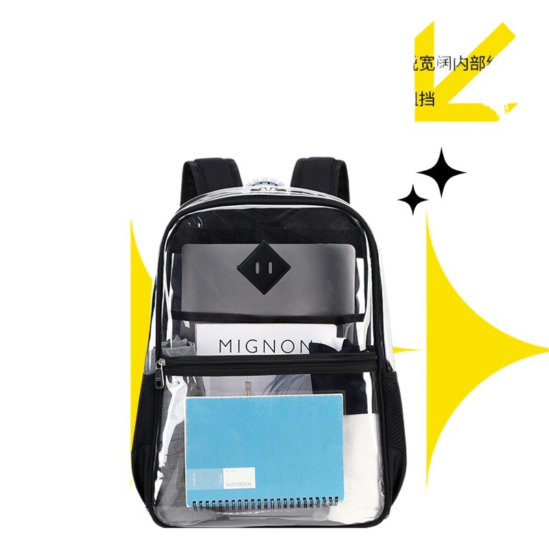 Directo de fábrica Amazon transfronterizo transparente mochila impermeable de gran capacidad estudiante mochila de grado superior en stock al por mayor