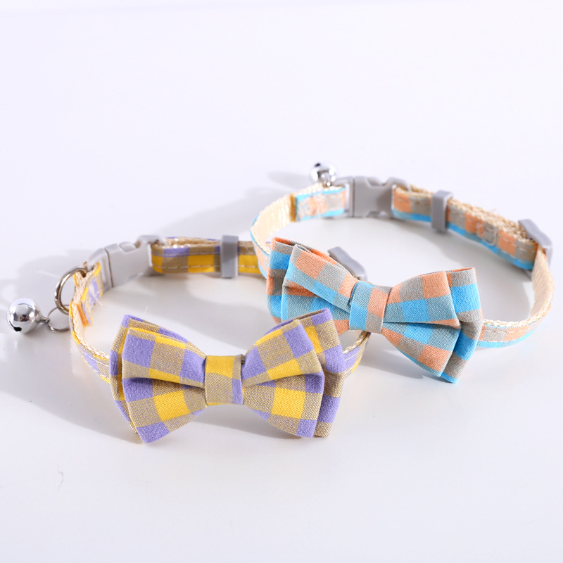 Pet fresco cuadrado británico doble collar de arco desmontable gatos perros corbata de campana ajustable
