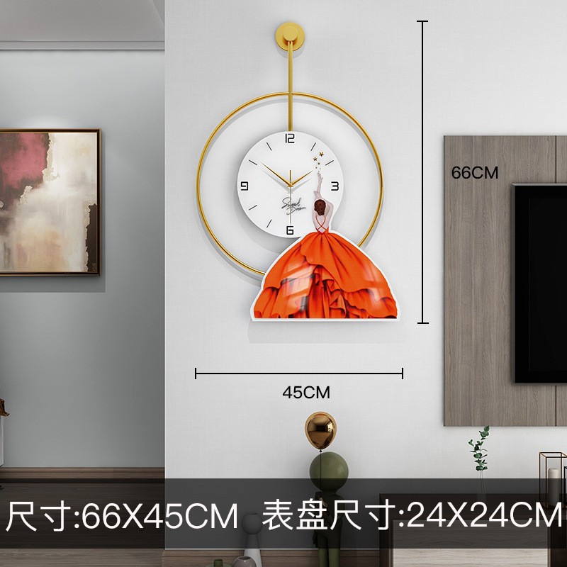 モダンでシンプルな壁時計リビングルームハイエンドホームレストラン装飾時計壁掛けパンチフリーサイレント時計