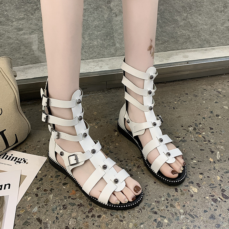 Women's Streetwear Solid Color Round Toe Strappy Sandals display picture 7